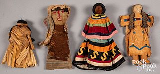 Three Native American Indian dolls