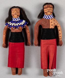 Pair of Mojave Indian clay pottery dolls