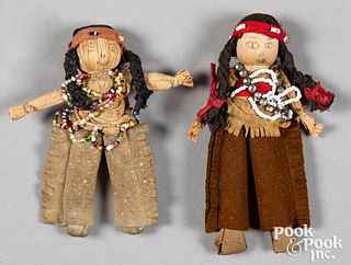 Pair of Native American corn husk dolls