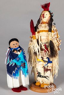 Two contemporary Native American Indian dolls