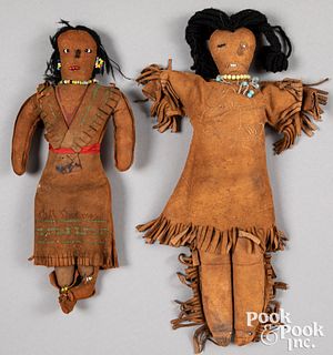 Two Native American Indian leather dolls