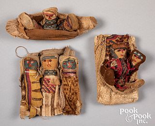 Three Chancay Pre-Columbian burial dolls