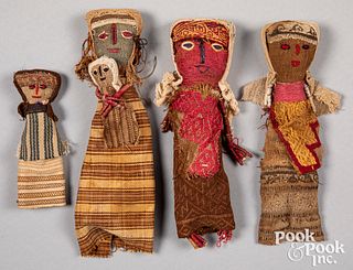 Four Chancay Pre-Columbian burial dolls