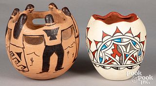 Two Native American Indian pottery pots