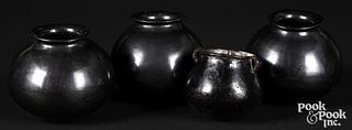 Four Native American Indian blackware vessels
