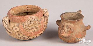 Two small Meso-American clay effigy pots
