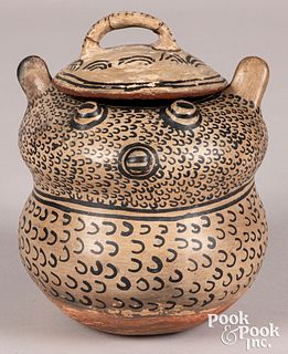 Zuni Indian pottery owl, with paired lid