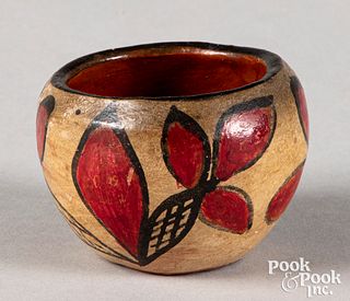 Native American Santa Domingo painted pottery bow