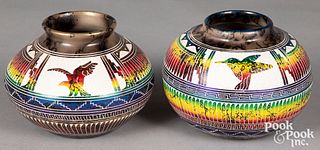 Hilda Whitegoat pair of Navajo Indian etched pots