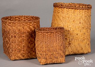 Three Cherokee Indian baskets,