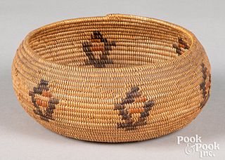 Native American Indian coiled basketry bowl