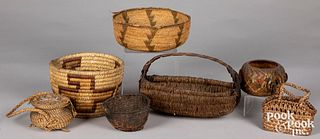 Group of various Native American basketry items
