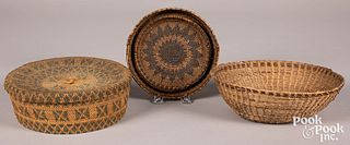Three Native American Indian baskets