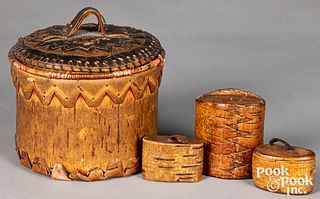 Four Woodlands Indian birch boxes