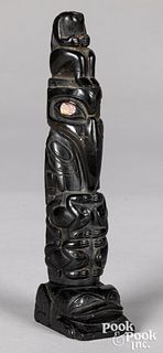 Haida carved argillite totem pole
