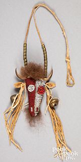 Sioux Indian beaded buffalo medicine amulet