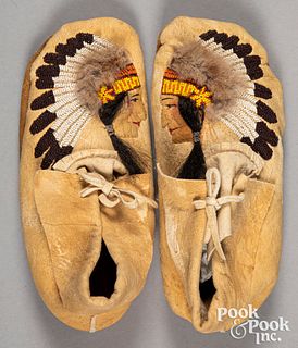 Pair of beaded Native American Indian moccasins