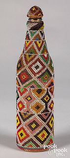 Paiute Indian beaded bottle, with stopper