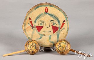 Native American Indian painted hide drum