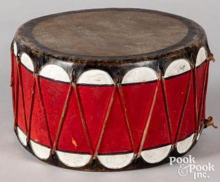 Pueblo Indian painted wood drum