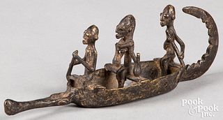 Mali bronze ancestor crocodile effigy boat