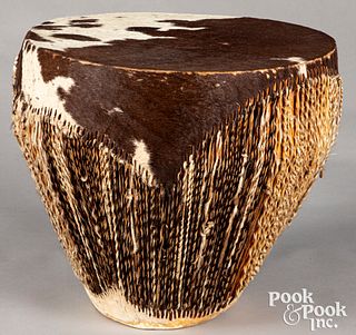 Vintage African Kamba hide drum