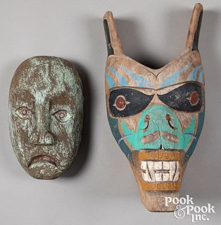 Two Northwest Coast carved and painted masks