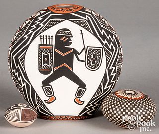 Three Acoma pottery jars
