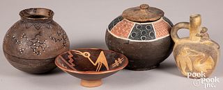 Four pieces of ethnographic pottery