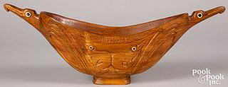 Easter Island carved wood bowl