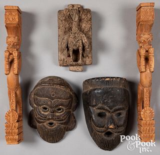 Two Nepal carved masks