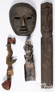 Four Mayanmar Naga items, to include a mask