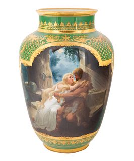 A VIENNA STYLE PORCELAIN VASE, LATE 19TH-20TH CENTURY