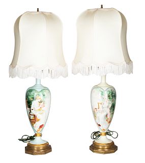A PAIR FRENCH PORCELAIN TABLE LAMPS, EARLY 20TH CENTURY