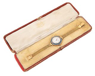 A RUSSIAN GOLD AND ENAMEL WOMEN'S WRISTWATCH, PAVEL BUHRE, ST. PETERSBURG, CASE NO. 159'690, CIRCA 1900