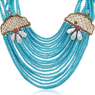 18KT GOLD AND TURQUOISE NECKLACE 
