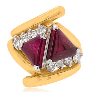 18K GOLD RING WITH RUBY AND DIAMONDS
