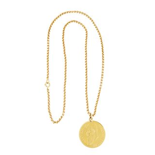 THEODORE HERZL 14 KT GOLD COIN NECKLACE