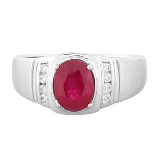 RUBY SET IN 18KT WHITE GOLD RING