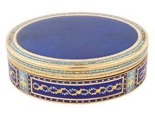 A FRENCH GOLD AND GUILLOCHE ENAMEL SNUFF BOX, 19TH CENTURY
