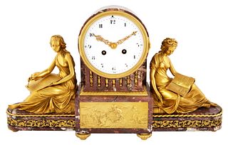 A FRENCH MARBLE AND ORMOLU-MOUNTED MANTEL CLOCK, C.H. PARIS, LATE 19TH CENTURY