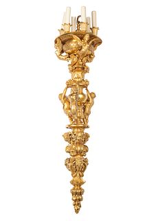 A FRENCH ORMOLU TORCH SUSPENSION, LATE 19TH CENTURY