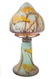 A FRENCH CAMEO GLASS TABLE LAMP, LAVAL, CIRCA 1920S