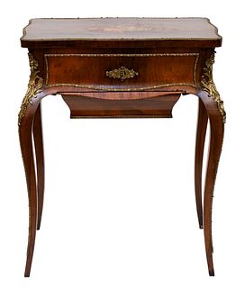ITALIAN REGENCE-REVIVAL GILT-BRASS-MOUNTED ROSEWOOD SEWING STAND, 19TH CENTURY