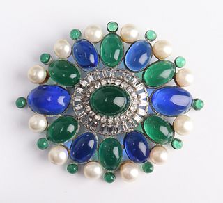 Chanel Vintage Brooch with Gripoix & Faux Pearls