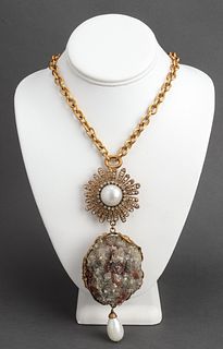 Chanel Druzy Quartz Pendant Necklace, c. 1960