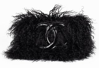 Chanel Black Mongolian Lamb Fur Tibet Flap Handbag