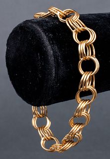 14K Yellow Gold Triple Link Charm Bracelet