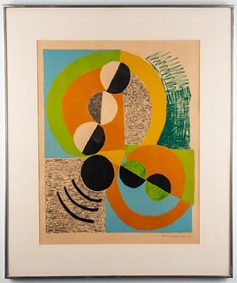 Sonia Delaunay Abstract Lithograph in Colors, 1969