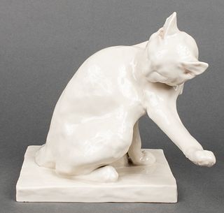 German Schwarzburger Porcelain Cat Sculpture